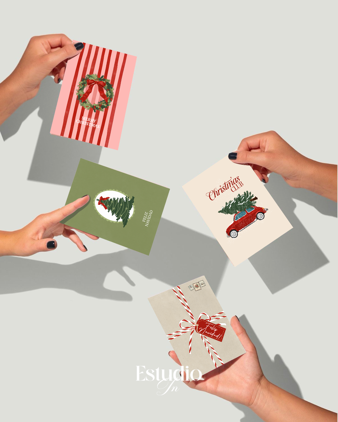 Pack de 4 tarjetas navideñas
