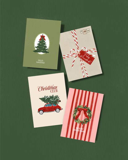 Pack de 4 tarjetas navideñas