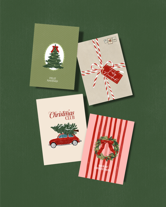 Pack de 4 tarjetas navideñas